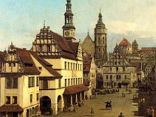 The marketplace of Pirna by Canaletto